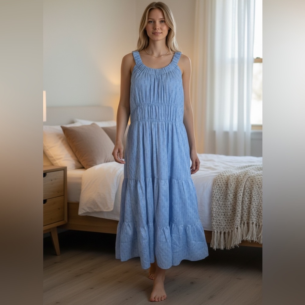 Adelyn Rae Sky Blue Sleeveless Tiered Maxi Dress NWT - Picture 1 of 9